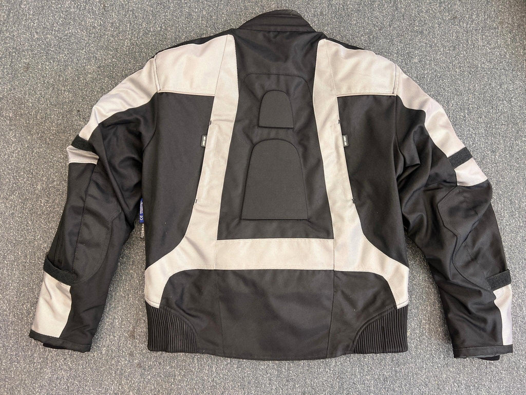 Black and Silver Textile Motorcycle Biker Jacket XL