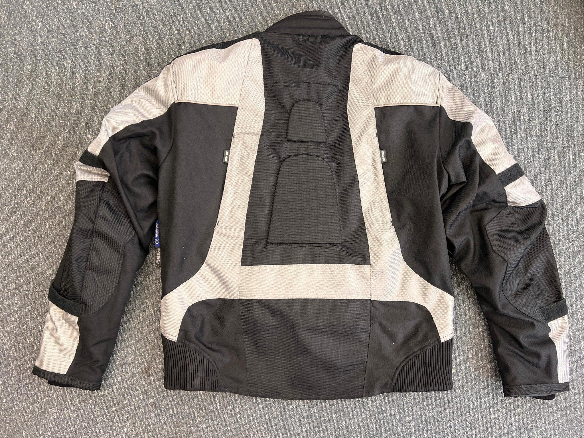 Black and Silver Textile Motorcycle Biker Jacket XL