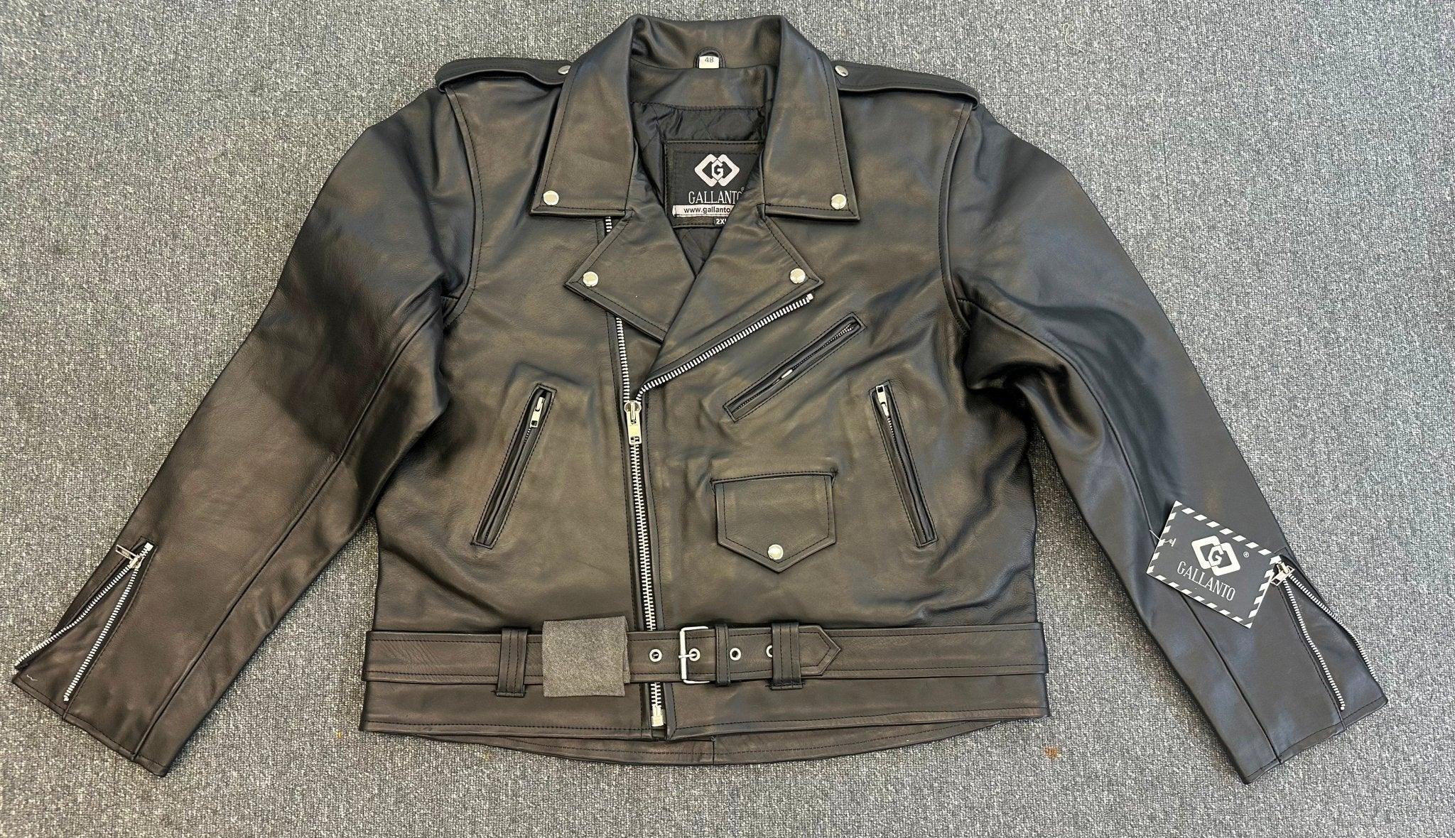 Black Brando Leather Jacket Plain Cowhide 2XL