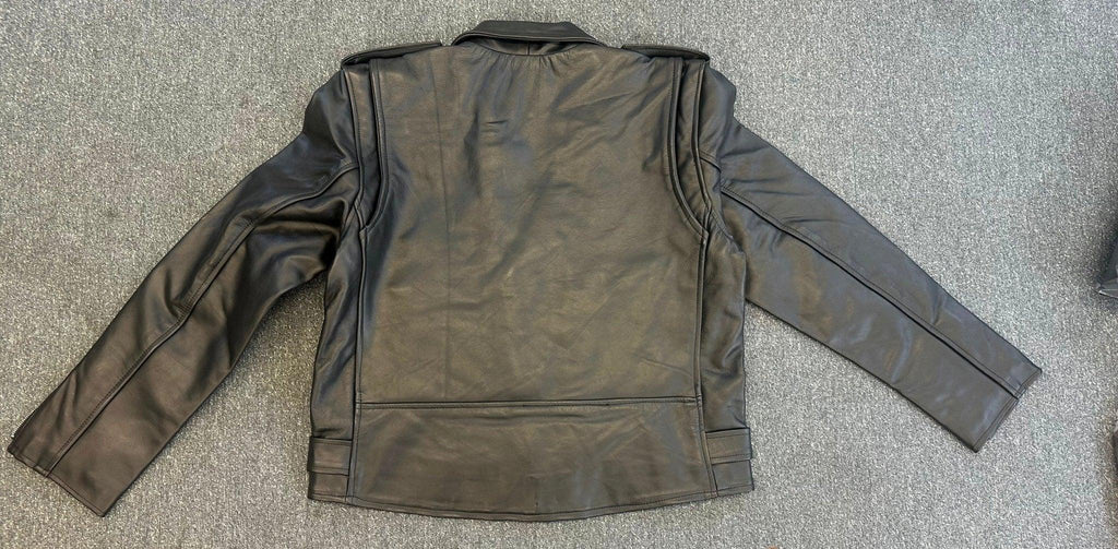 Black Brando Leather Jacket Plain Cowhide 2XL