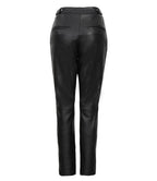 Women's Black Fitted Leather Pants - Straight Leg Style