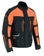 Black & Orange Biker Textile Long Motorcycle Jacket Biker CE Armours