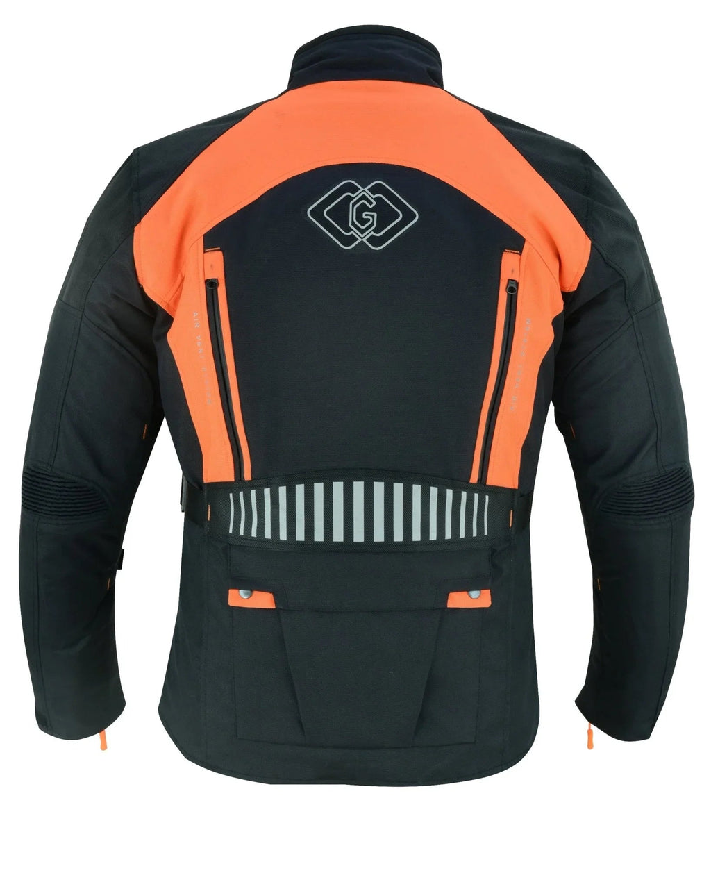 Black & Orange Biker Textile Long Motorcycle Jacket Biker CE Armours