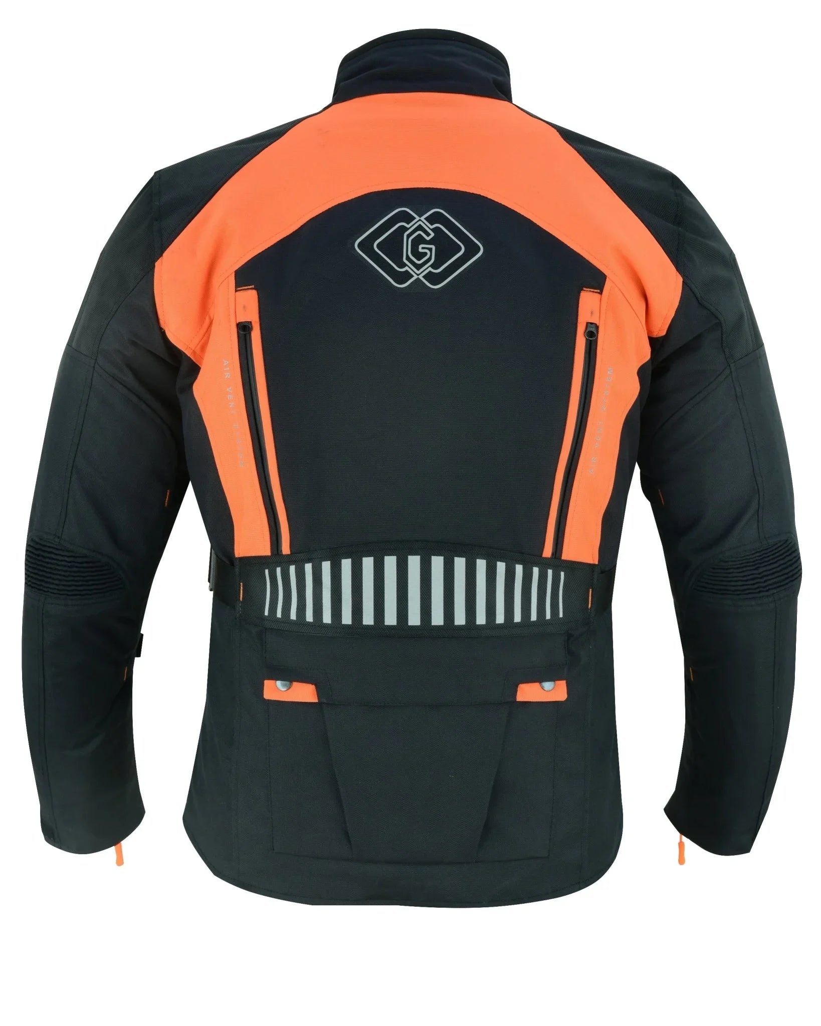 Black & Orange Biker Textile Long Motorcycle Jacket Biker CE Armours