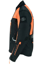Black & Orange Biker Textile Long Motorcycle Jacket Biker CE Armours