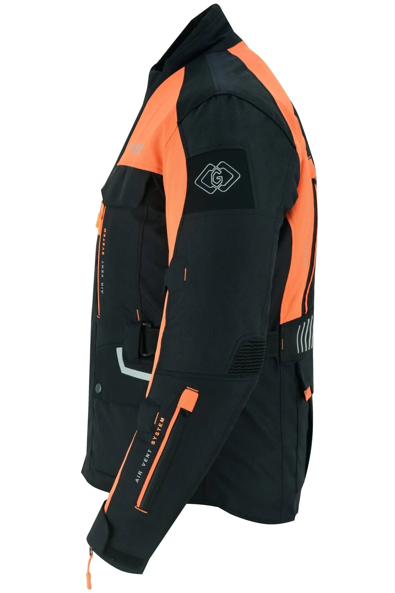 Black & Orange Biker Textile Long Motorcycle Jacket Biker CE Armours
