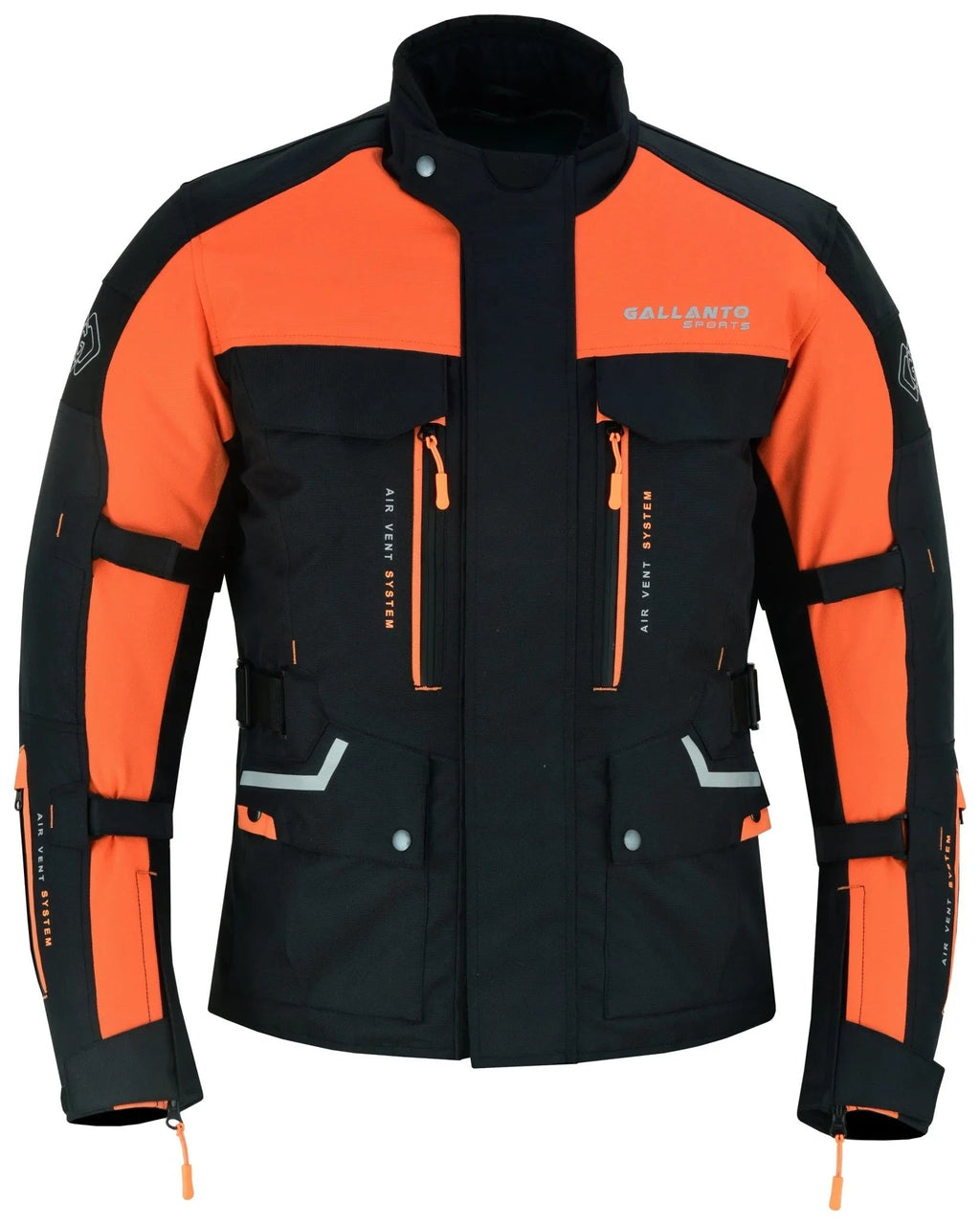 Black & Orange Biker Textile Long Motorcycle Jacket Biker CE Armours