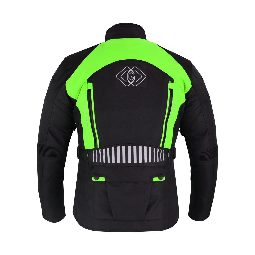 Black & Orange Biker Textile Long Motorcycle Jacket Biker CE Armours