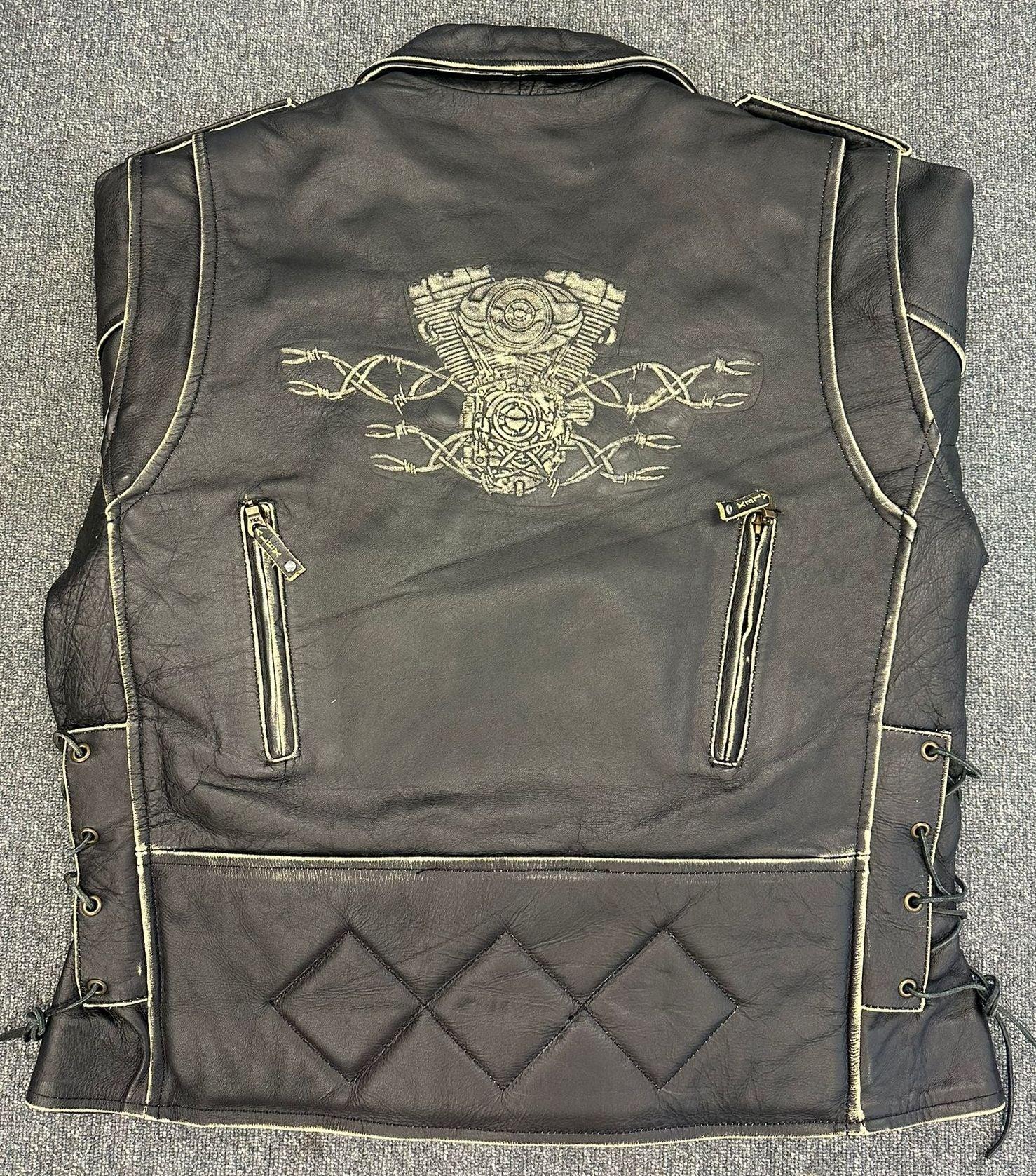 Black Twin Engine Biker Leather Jacket