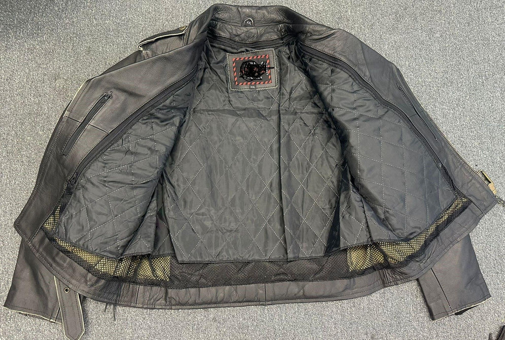 Black Twin Engine Biker Leather Jacket