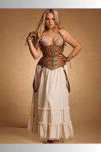 Plus Size Ophelia Underbust Brown Leather Corset