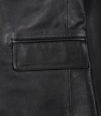 Men's Notch Lapel Two Button Black Leather Blazer Jacket
