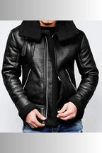 Francis B-3 Black Leather Bomber Jacket