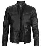 Dodge Tall Men's Black Cafe Racer Style Leather Jacket