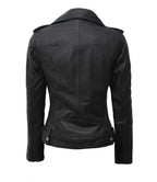 Womens Black Asymmetrical Biker Style Leather Jacket