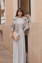 Cropped Blouson: Celestial Blue Leather Jacket