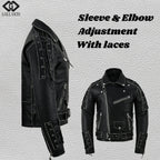 Brando Style Antique Rub Off Lace Leather Jacket - Classic Black Cowhide Biker Jacket