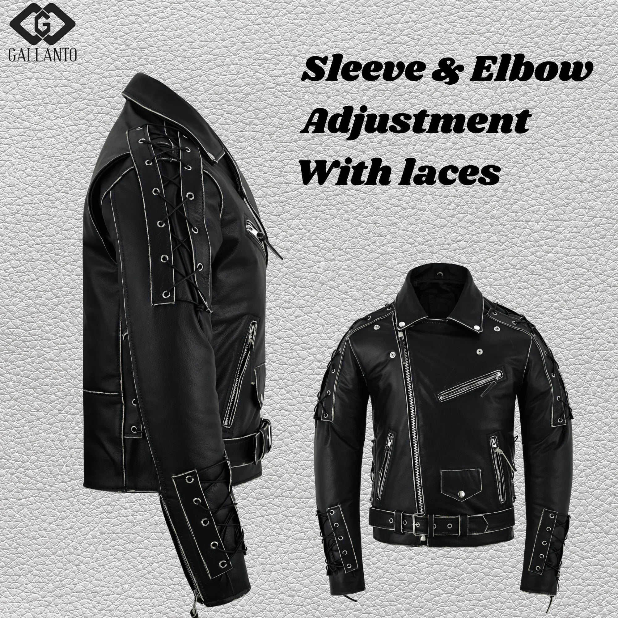 Brando Style Antique Rub Off Lace Leather Jacket - Classic Black Cowhide Biker Jacket