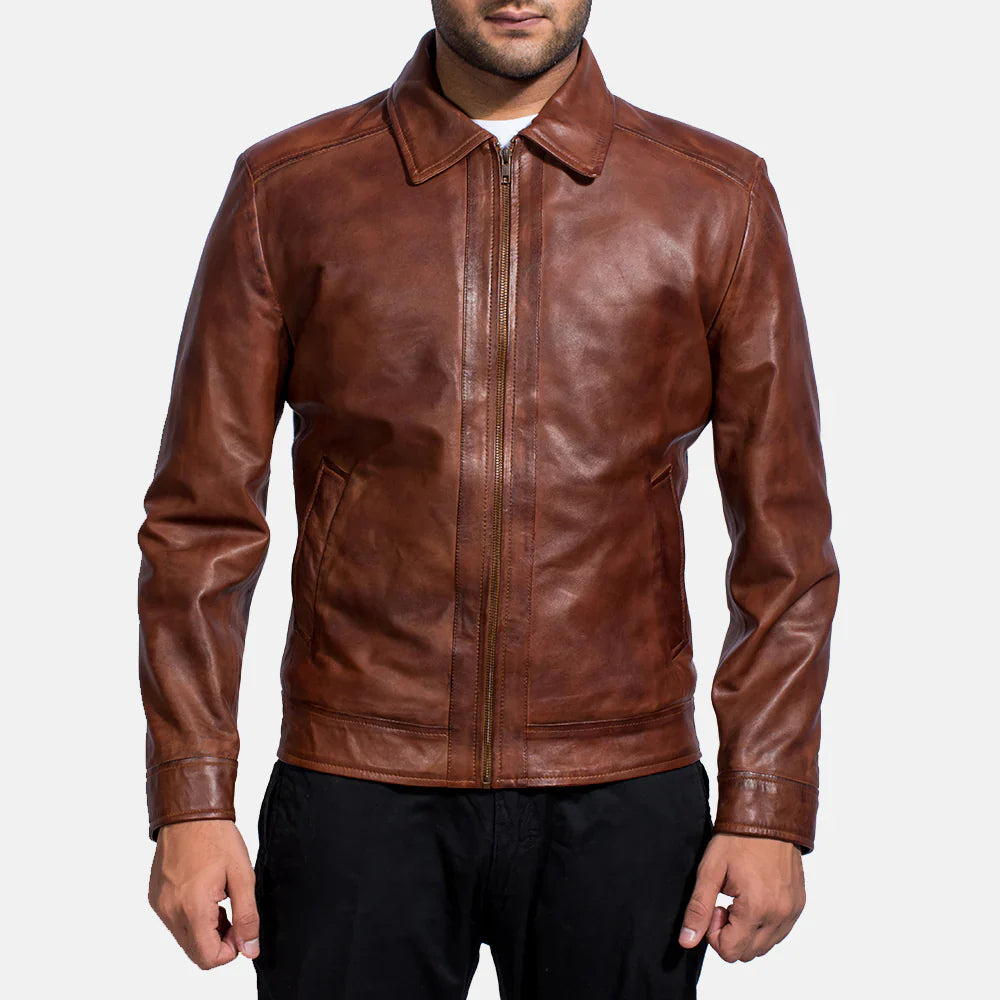 Lush Wear Brown Leather Jacket Men - Classic Stylish Fit