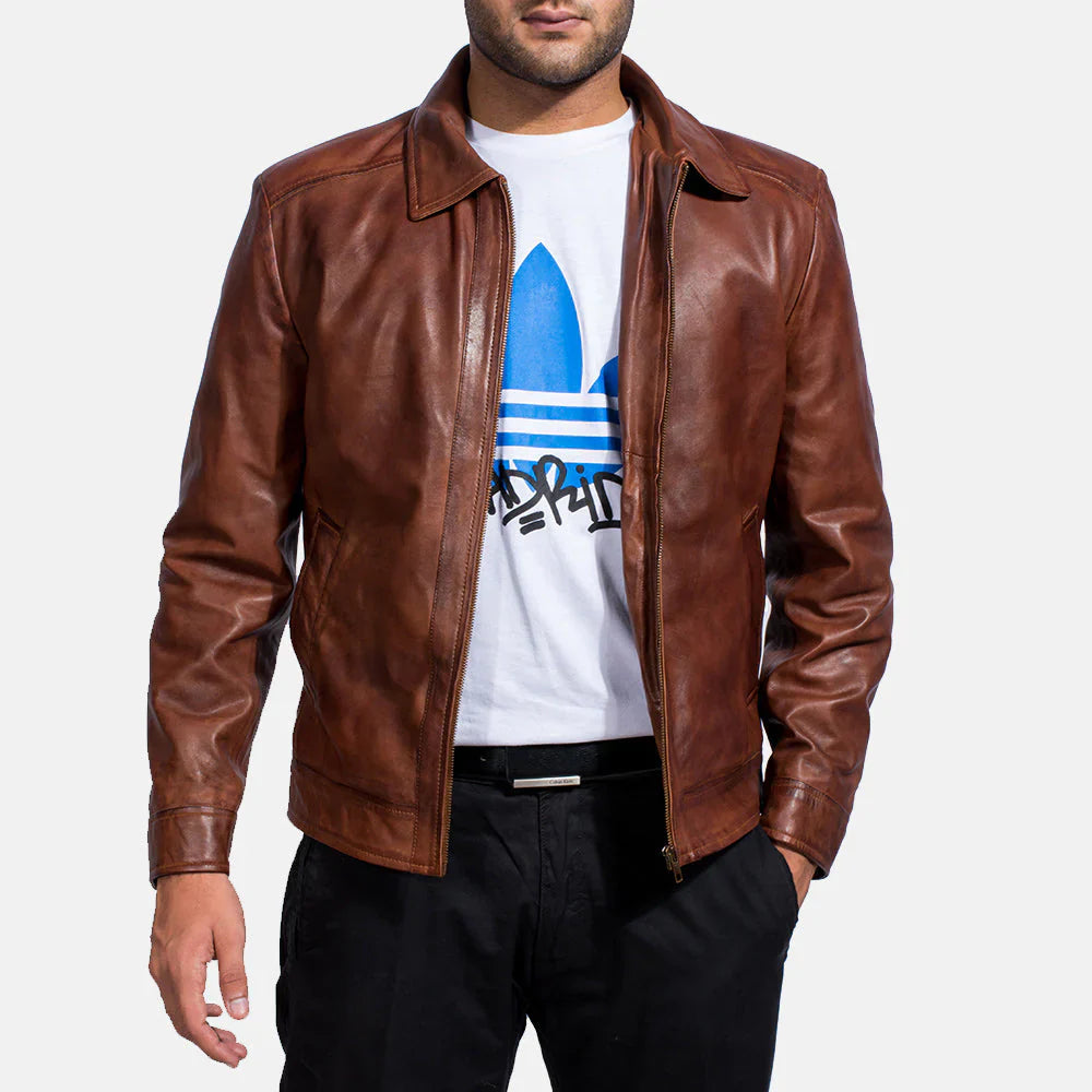Lush Wear Brown Leather Jacket Men - Classic Stylish Fit