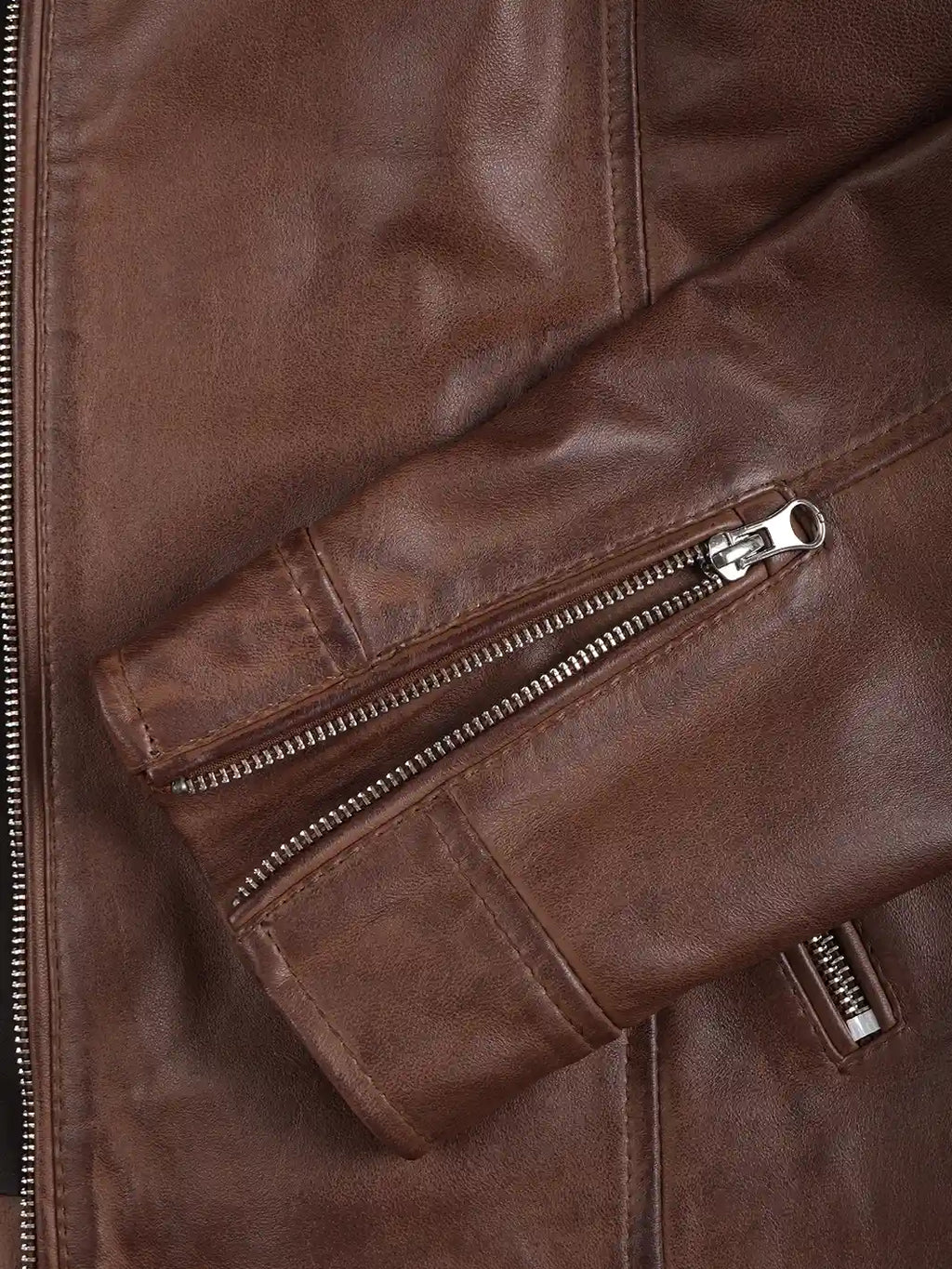 Womens Cognac Brown Cafe Racer Style Leather Jacket - Padded Shoulders