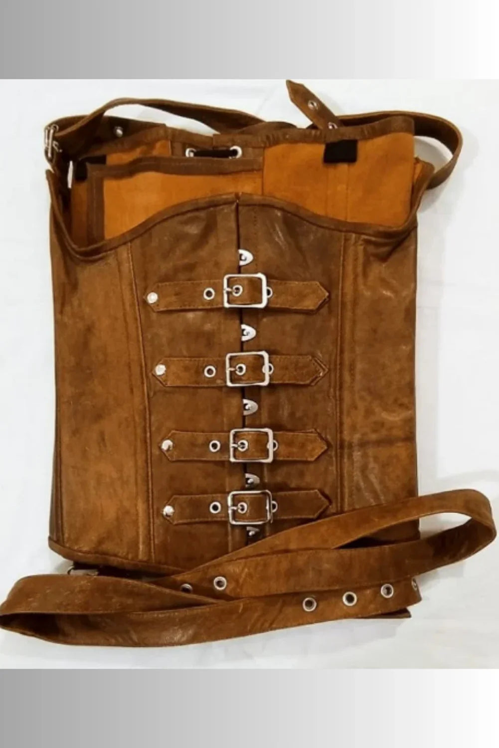 Plus Size Ophelia Underbust Brown Leather Corset