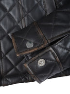 Mable Women's Dark Brown Cropped Shirt Collar Leather Jacket
