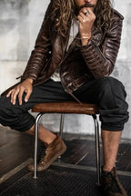 Inferno Vintage Brown Leather Biker Jacket