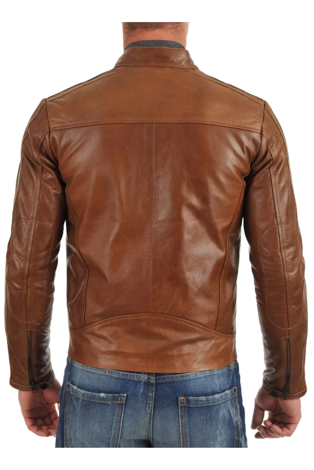 Evan Brown Leather Biker Jacket