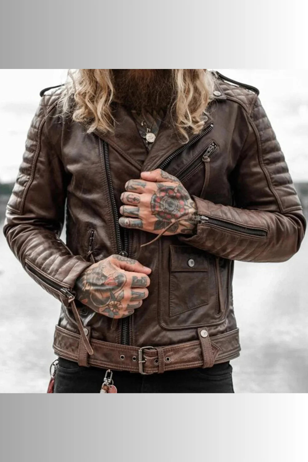 Inferno Vintage Brown Leather Biker Jacket