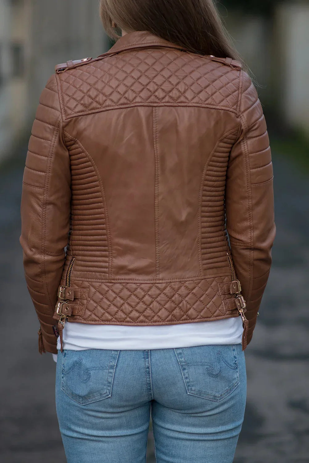 Alison Brown Quilted Leather Biker Jacket