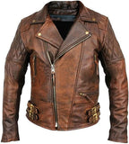 Abner Biker Vintage Brown Leather Jacket