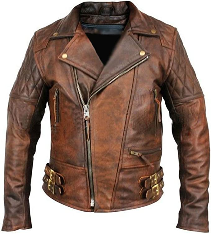 Abner Biker Vintage Brown Leather Jacket