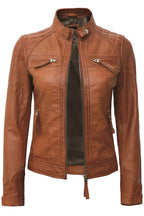 Rachel Quilted Brown Leather Biker Jacket