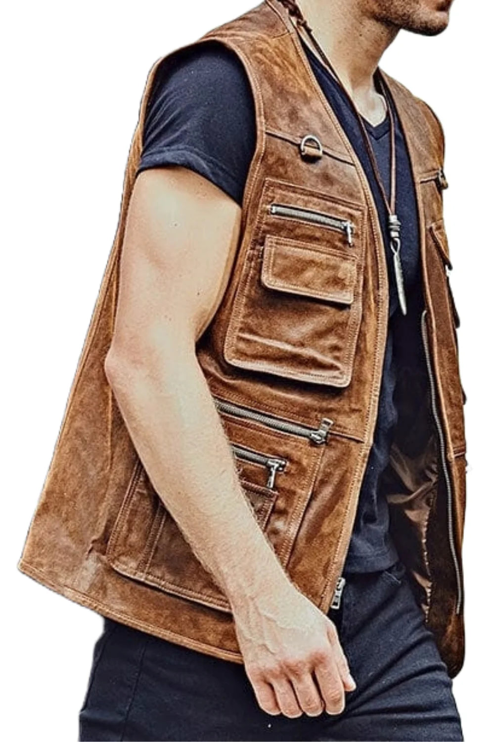 Jeremy Safari Brown Leather Vest