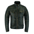 Brushed Antique Brown Vintage Cafe Retro Biker Leather Jacket Motorcycle Wax