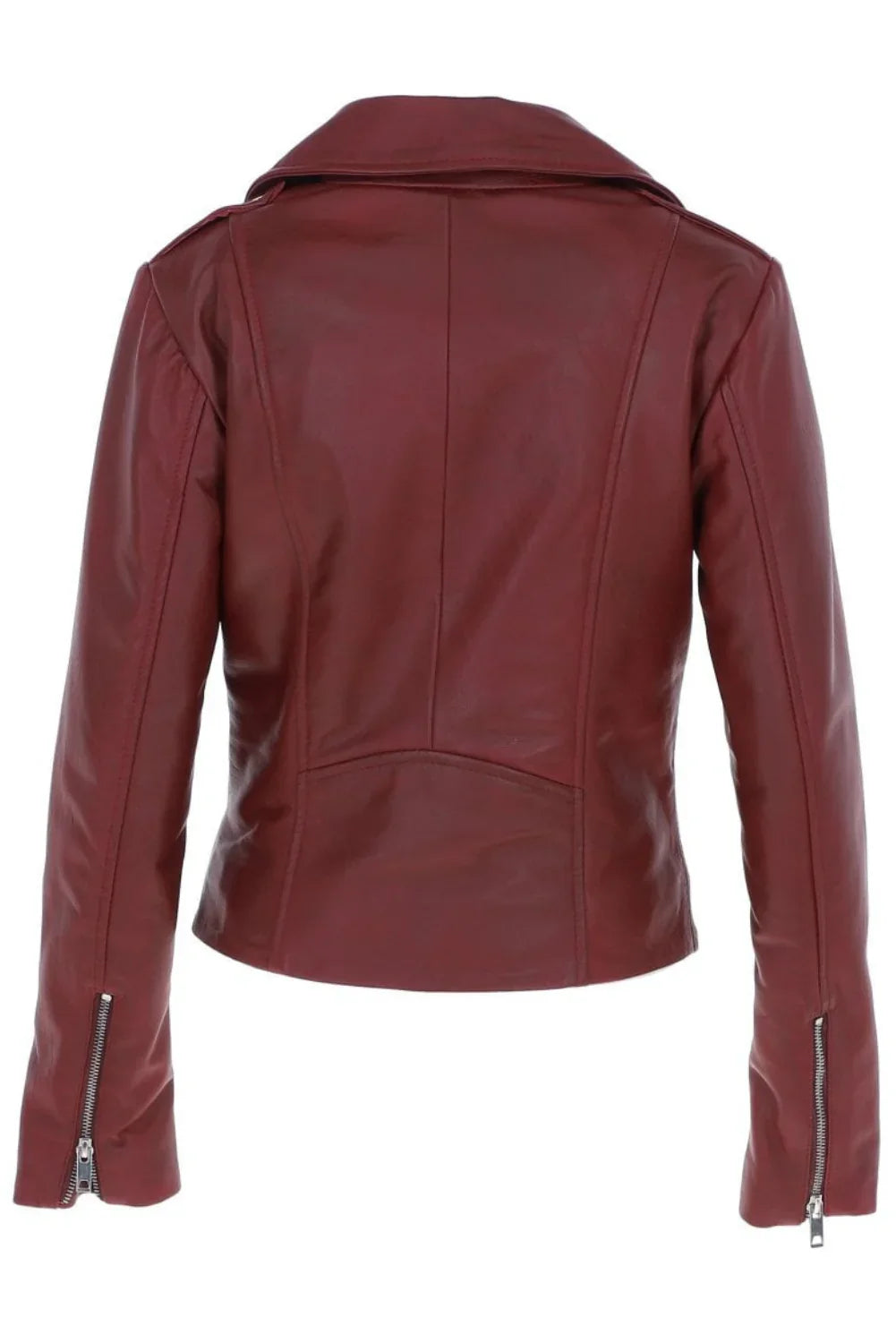 Katherine Burgundy Leather Biker Jacket
