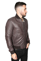 Mens Retro Varsity Leather Bomber Jacket-Pretoria