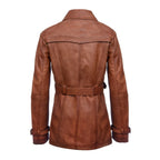 Womens Mid Length Leather Trench Coat -Oakham