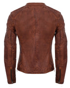 Womens Tan Leather Biker Jacket-Prague