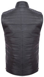 Mens Reversible Black and Brown Leather Gilet-Preston
