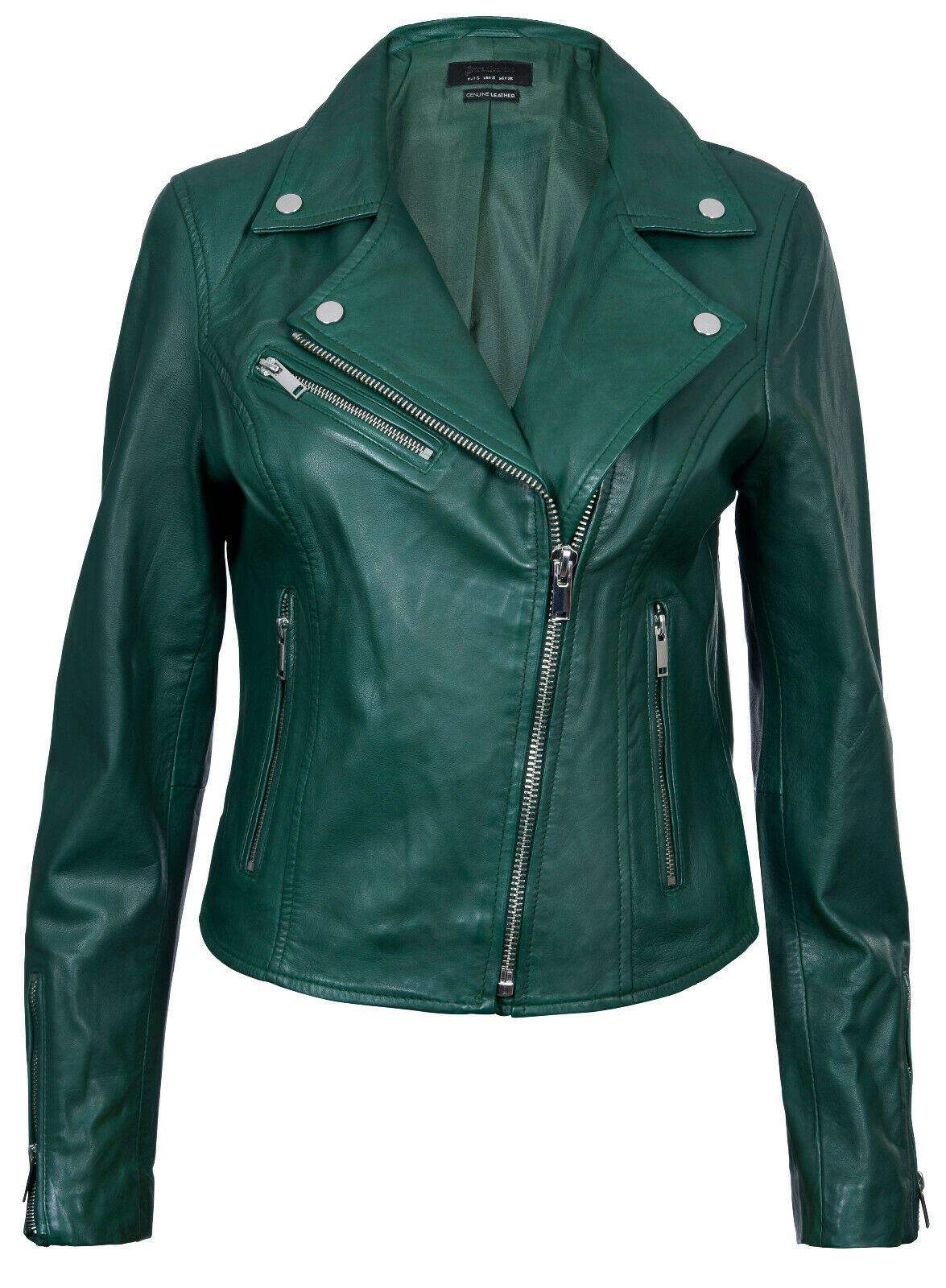 Womens Classic Leather Brando Biker Jacket-Loughton