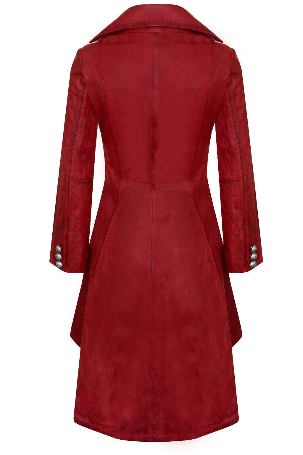Womens Goth Leather Edwardian Flare Coat-Rushmoor