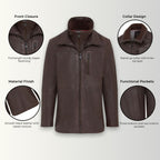 Mens Warm Mid-Length Leather Biker Coat - Sikander