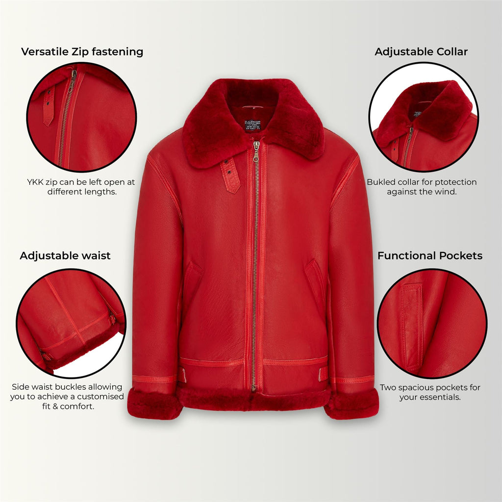 Mens B3 Bomber RAF Aviator Sheepskin Jacket -Wyndham