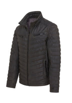 Mens Quilted Puffer Leather Bomber Jacket - Torpoint