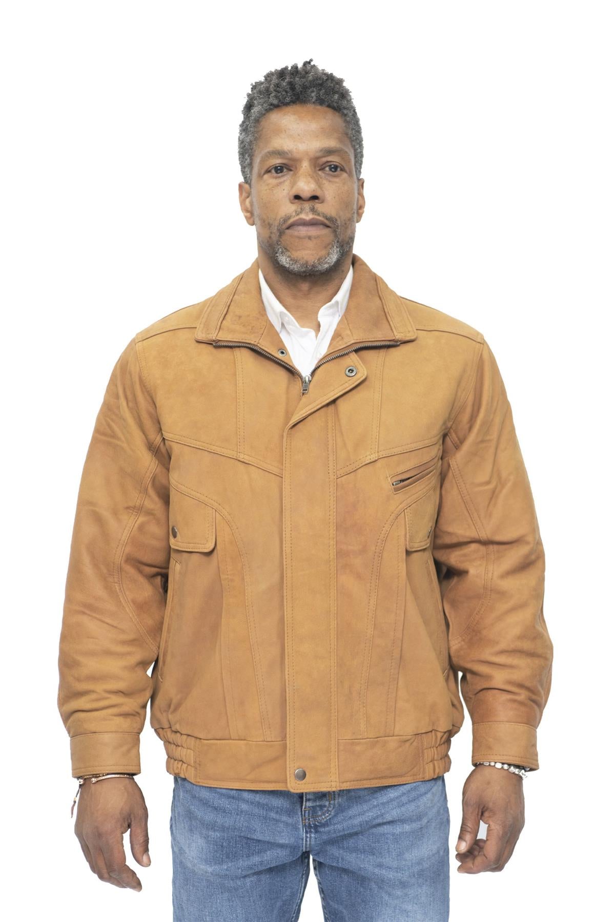 Mens Classic Harrington Bomber Leather Jacket-Minsk