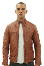 Men's Vintage Leather Quilted Biker Jacket-Monaco