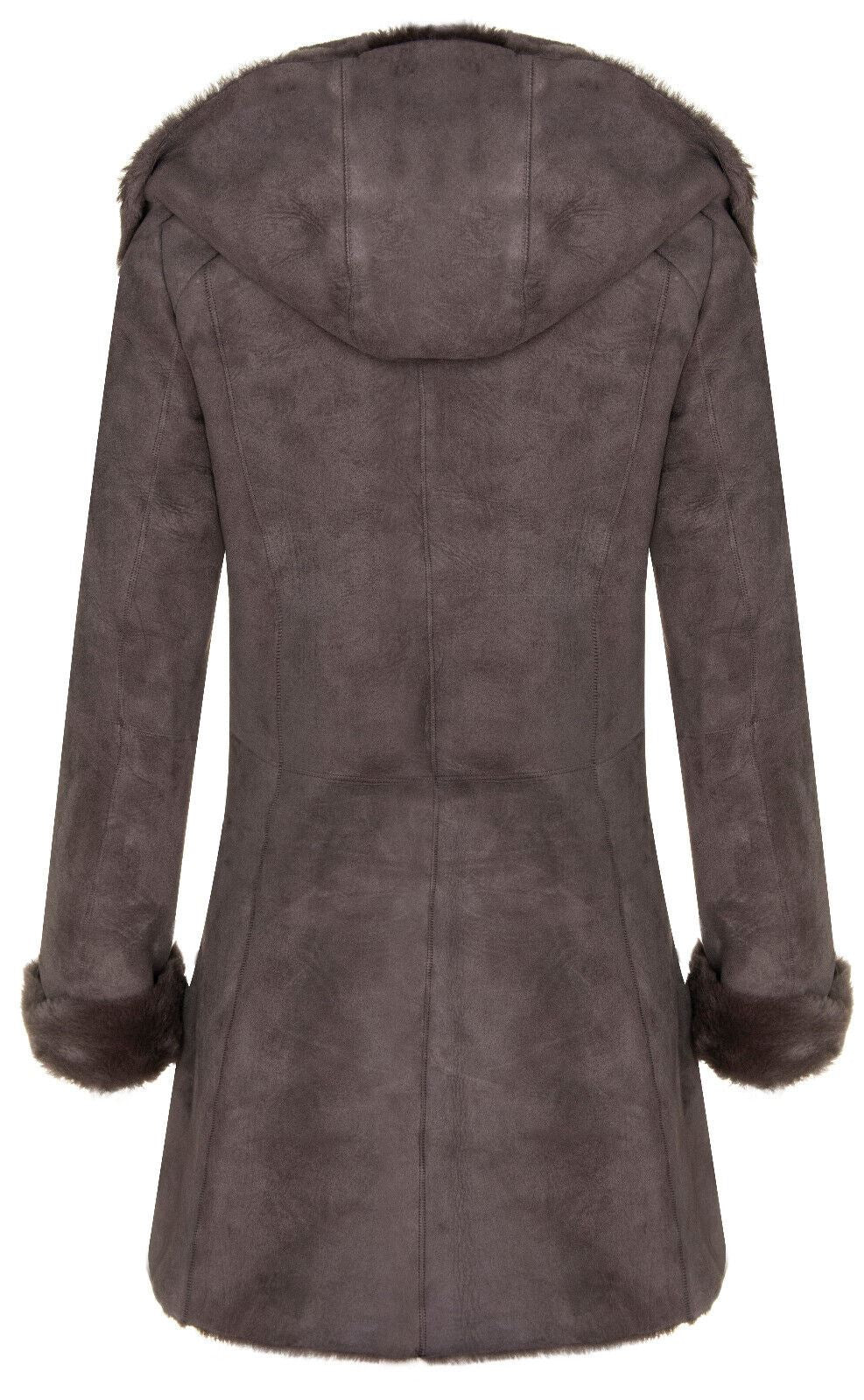 Womens Merino Sheepskin Hooded Coat-Antioch