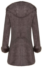 Womens Merino Sheepskin Hooded Coat-Antioch